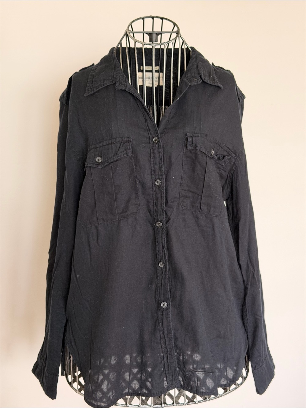 Black Button-Front Womenβs Shirt